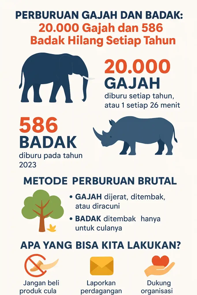 infografis perburuan gajah dan badak 2025