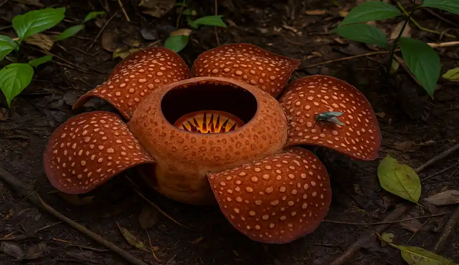 Rafflesia Arnoldii, bunga terbesar di dunia, satwa penyerbuk, bunga bangkai